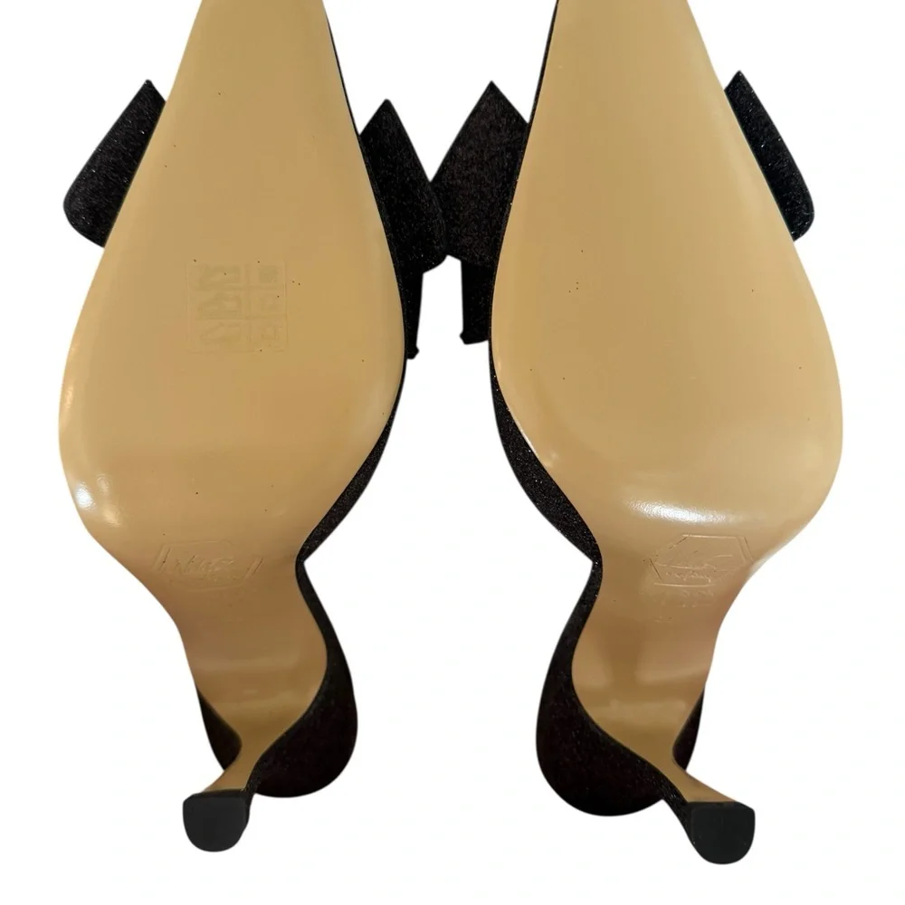 NIB Nalebe By Amina Means Reflections Dimante 
Glitter Bow Mule Heels - Picture 5 of 8